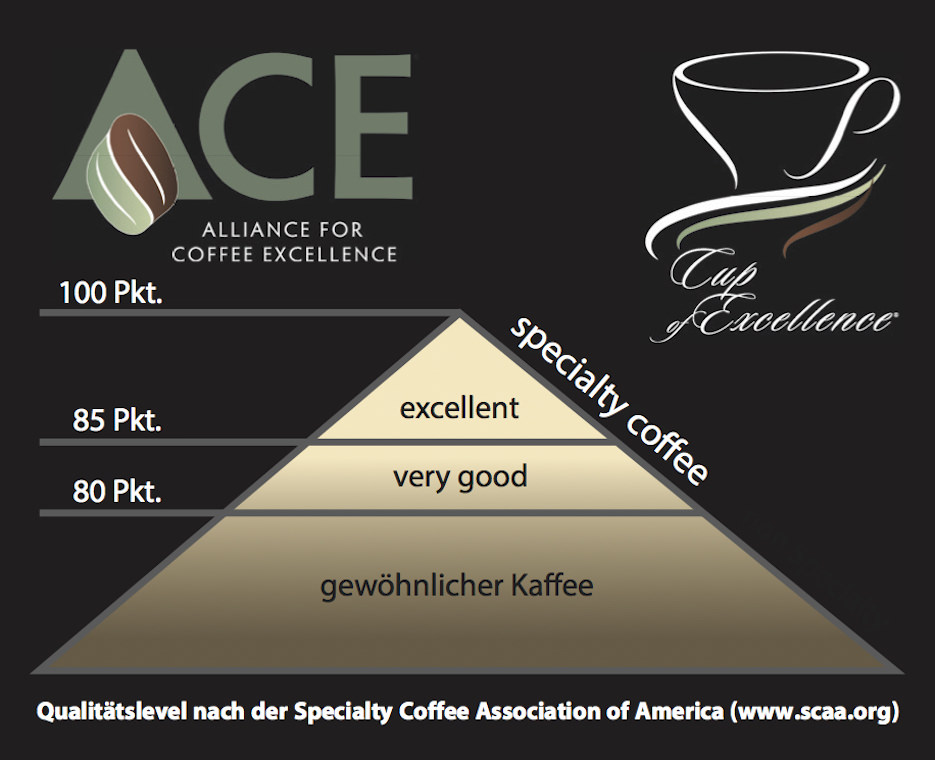 Qualitätslevel nach Specialty Coffee Association of America / Excellentas / exzellenter Kaffee / Specialty Coffee